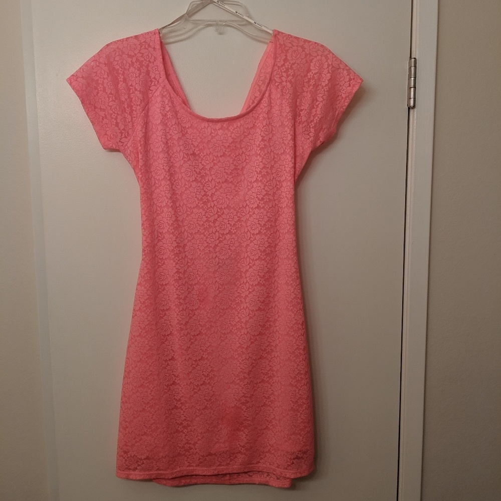 Hot pink lace dress